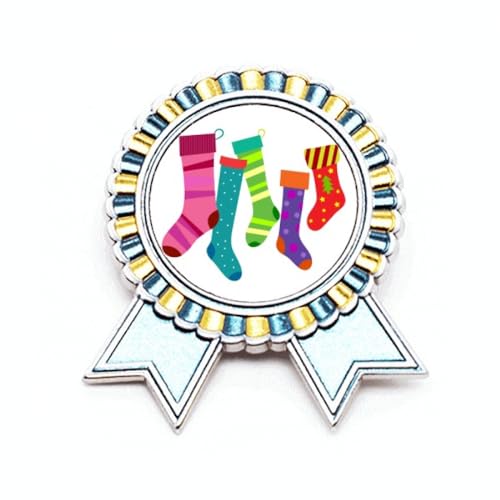 Broche avec illustration de bas colorés Merry mas le cadeau idéal en métal