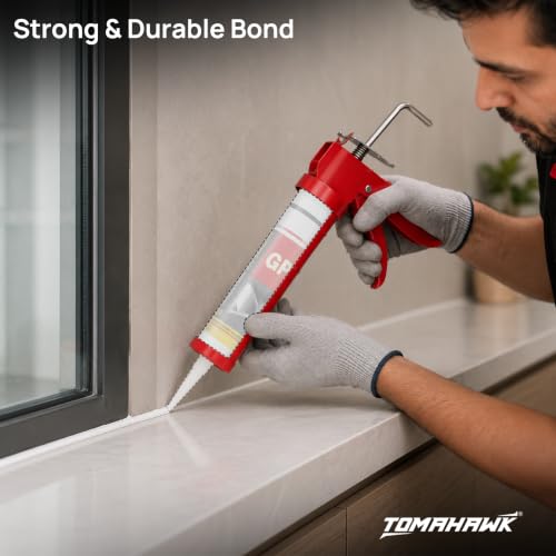 Image of TOMAHAWK TCG-6A Heavy Duty Caulking Gun | 6:1 Thrust Ratio | 1000N High Pushing Power | Ratchet Pushing Rod | Professional Sealant Applicator for Silicone, Adhesives