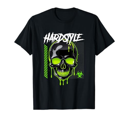 Hardstyle Rave Outfit Vert Acide Crâne Rétro T-Shirt