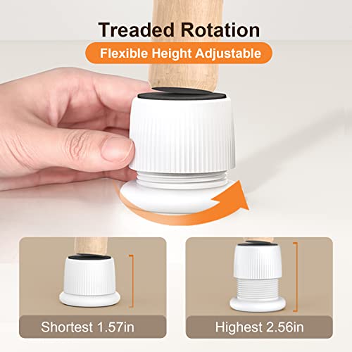 Xuenair Adjustable Furniture Bed Risers, 1.6-2.6 Inch Bed Risers White, Durable Plastic And Anti Slip Couch Risers 2 Inch For Sofa Bed Table And Chair Lifts(White - 4 Pcs) #TOP1