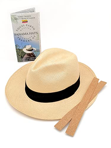 Equal-Earth-New-Genuine-Panama-Hat-Black-Band-Rolling-Folding-Authentic-Fairtrade-Natural