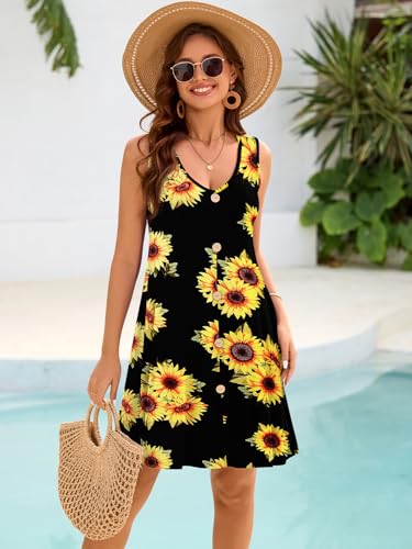 Image of BELAROI Summer Dresses for Women Beach Tshirt Sundress V Neck Casual Swing Tank Dress Swimsuit Cover Ups Pockets