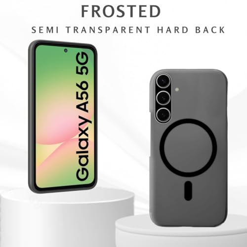 Image of SHINESTAR Back Cover for Samsung Galaxy A56 5G | Frosted Semi-Transparent Slim Case | Only Compatible with Wireless Magnetic Accessories | Hard Back, Matte Finish - Black