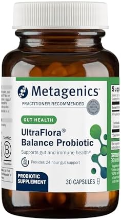 Metagenics UltraFlora Balance Probiotic - Shelf-Stable Daily Gut Health Supplement for Digestive & Immune Support* - Non-GMO & Gluten-Free - 30 Capsules