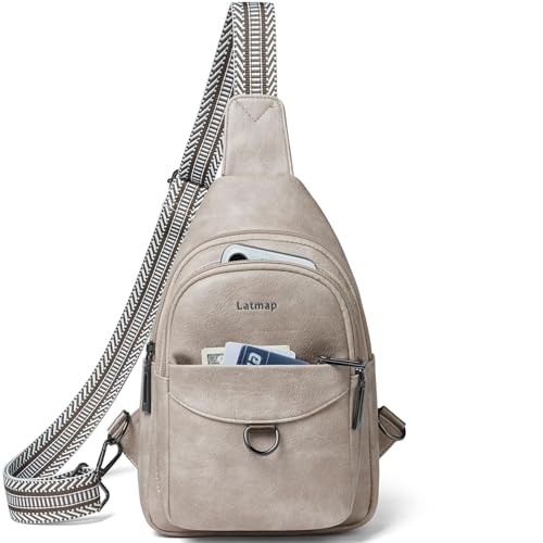 Image of LATMAP 7L Sling Bag for Women Men Crossbody Belt Bag Small Travel Sling Backpack Anti Theft Chest Daypack Purse Faux Leather