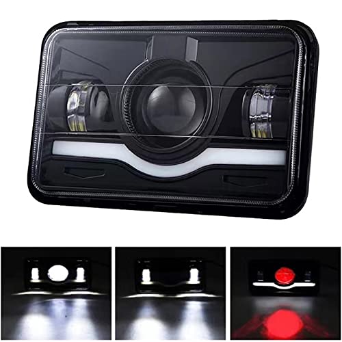 Fari LED rettangolari 4x6 pollici, abbaglianti e anabbaglianti con DRL bianco/rosso indicatore di direzione sequenziale, IP68, 45 W, 9–32 V DC