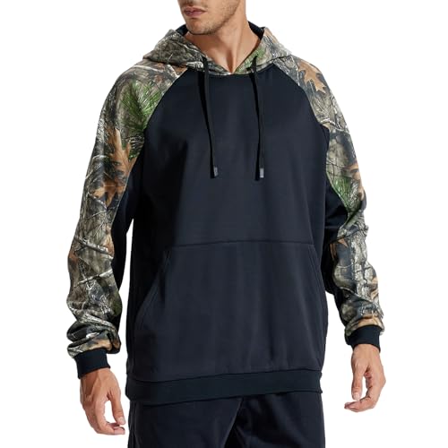 LOOGU Hunting Hoodies for Men Fleece Lining Performance Insulation Pullover Camo Hoodie XX-Large Bk Tree Sleeve