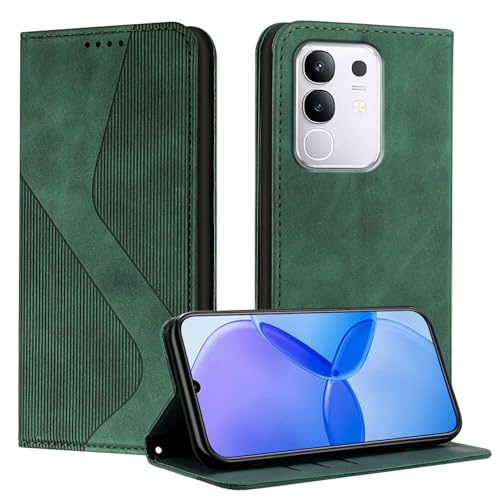 Étui de protection vert pour iPhone 12 Mini en cuir élégant à rabat magnétique