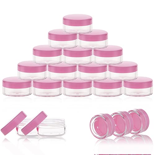 Image of 10 Gram Plastic Cosmetic Containers with Lids Pink Makeup Sample Jars BPA free 20pcs