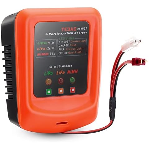 Lipo LiFe Battery Charger for 2S 3S Battery(7.4V,11.1V) NIMH Charger for 1-8S Batteries(1.2 - 9.6v) Balance Charger Rc Car Drone Boat Toy Batteries Charger with Standard/Deans Connector Cover