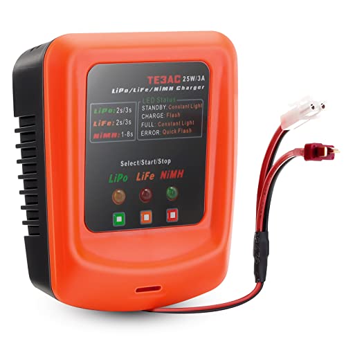 Lipo LiFe Cargador de batería para batería 2S 3S (7.4V, 11.1V) Cargador NIMH para baterías 1-8S (1.2 - 9.6V) Cargador de equilibrio Rc Car Drone Boat Toy Battery Charger con conector estándar/Deans Cover