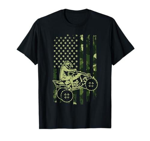 Camouflage American Flag Four Wheeler ATV Mudding Quad Bike T-Shirt
