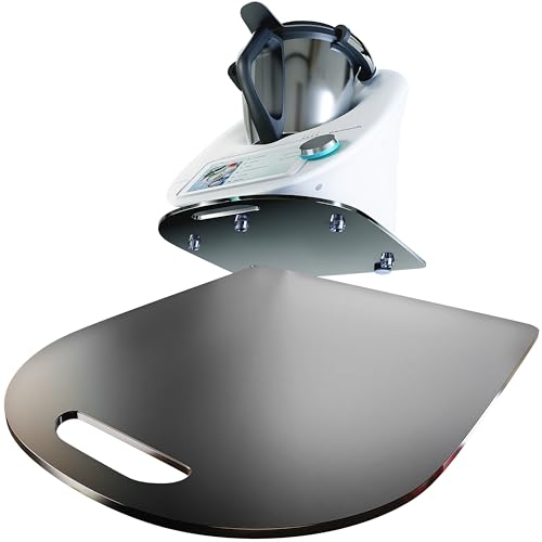LAINFELD Gleitbrett für Thermomix TM6 TM5 | Schwarzes Premium Acrylglas | Müheloses Verschieben ohne Beschädigung der Waage | Rollbrett Gleiter