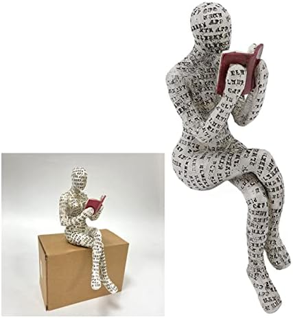 Miniatura 5 de FTVOGUE Figura de mujer de lectura, decoración de estantería de lectura para mujer, adorno de escultura para sala de estar (D)