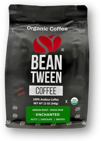 Beantween Coffee: Premium Organic MEDIUM ROAST Whole Bean (12oz) of 100% Arabica Coffee – Low Acid, MOLD-FREE, Certified Organic, Kosher, Single Origin, Woman-owned