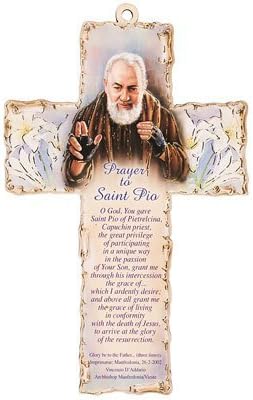rosarybeads4urosarybeads4u Laser Engraved Wood Wooden 6" Crucifix Cross Plaque PRAYER TO St SAINT PIO