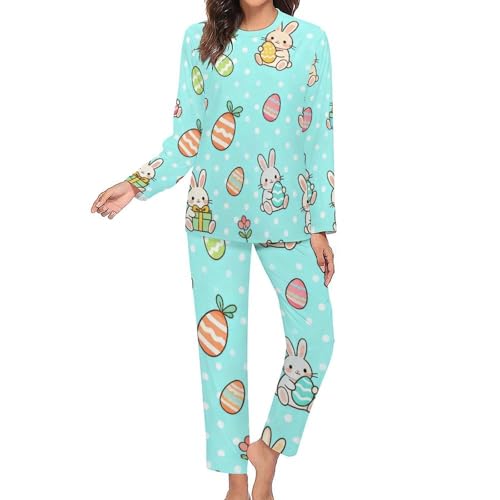 Image of Womens Pajamas Sets 2 Piece Long Sleeve Lounge Set Loose Pants Pj Sets Loungewear with Pockets