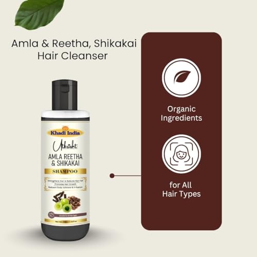 Image of Khadi Natural Amla, Reetha, Shikakai Hair Shampoo for Hair Fall Control, Dandruff Care & Hair Growth - Ayurvedic Herbal Hair Cleanser for Hair Growth & Strong Roots - Gentle Daily Use | 210ml