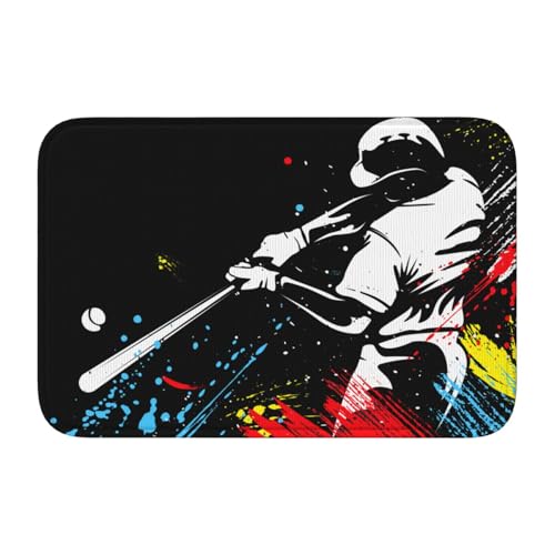 玄関マット 野球 バスマット 室内 屋外 足拭きマット カーペット おしゃれ 北欧 滑り止め付き 洗える ベットルーム 浴室 台所 寝室 業務用 家庭用 40×60cm