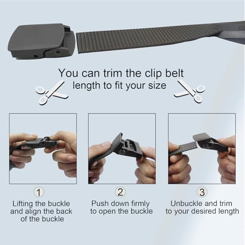 Nylon Mens Belt,Adjustable Web Belt,Military Belt with Non Metal Plastic Buckle,Slidable Ring Clip,47.24inch3