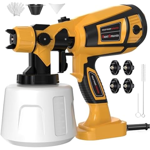 Paint Sprayer Tool 1000W High Power Electric Spray Paint Gun Easy to Clean for Furniture Cabinets Fence Walls Door Garden Chairs Paint Tools Yellow Cover