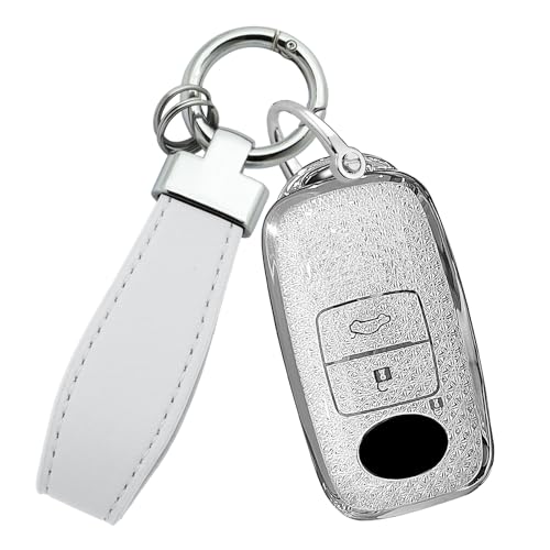 ダイハツ向けの キーケース キーホルダー キー保護 トヨタ ヤリスクロス hybrid ダイハツ 新型タント カスタム ルーミー トール等に適用 高級 シリコン キラキラ光る 落ちにく 傷 防止 オシャレ シルバー