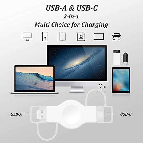 LVFAN 2-1 Wireless Ladegerät Für Apple Watch, Tragbares USB-A & USB-C Kabelloses Ladegerät Für iWatch, Magnetische Schnellladung Ladegerät Für Apple Watch Series 8/7/6/5/4/3/2/1/SE/Ultra (Weiß) - Image 3