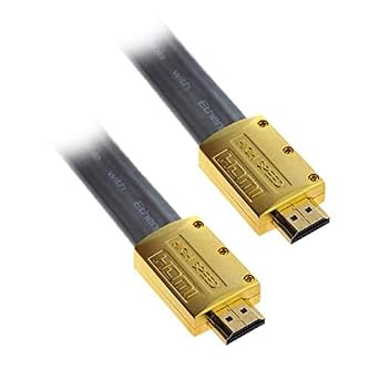 Black & Gold Extreme High Speed Gold Metal Hood HDMI Flat Cable with Ethernet Gold Plated Connector Male to Male 5 Pack 3 Ft, 6 Ft 3 FT, 5 Pack