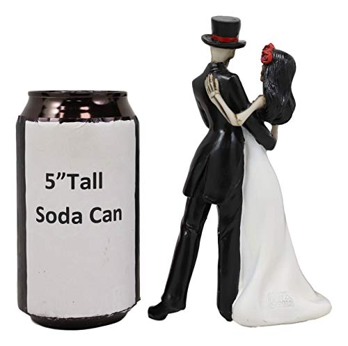 Ebros Day Of The Dead Wedding Dance Skeleton Bride And Groom Holding Red Roses Bouquet Figurine Cake Topper 6.25"Tall Love Never Dies Bridal Party Ceremony Skeletons Lovers #TOP5
