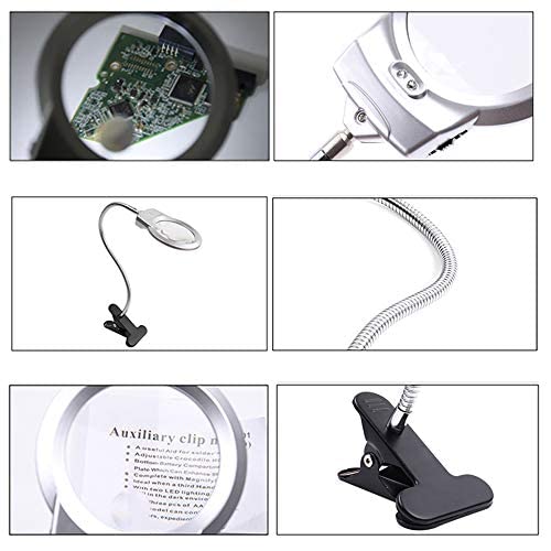 YUHINN Lupa Lupa con Abrazadera Cuello Flexible Brazo Giratorio Ajustable Soporte multifunción Herramientas de Lectura para Trabajos de reparación de Cerca Inspección