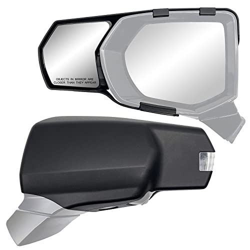 K-Source Snap & Zap Custom Towing Mirror Pair for Cadillac Escalade, Chevrolet Suburban/Tahoe, GMC Yukon,Black