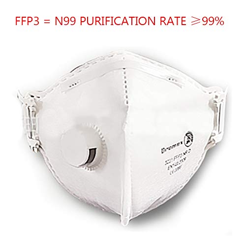 Preisvergleich Produktbild CHUDAN N99 Antivirenmaske FFP3 Mit Atemventil, Schutzmaske Gegen Viren, Feinstaubmaske, Grippe Staubmaske, Anti-Virus, Filter 99% Bakterien Und Staub, FFP3 Unisex-Schutzmaske,10
