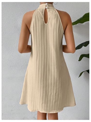 Image of Floerns Women's Pearl Beaded Halter Twist Sleeveless Tie Back Dress A Line Dress