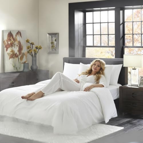 Image of 100% Cotton Percale Sheets King Size - 200 Thread Count, Breathable & Crisp Cool, Deep Pocket up to 17 inch Fitted Sheet, 4-Piece Bedding Set Hotel-Luxury Feel Bed Sheet Set(White, King)