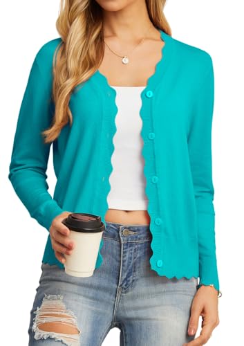 GRECERELLE Women's Long Sleeve V-Neck Button Down Cardigan Knit Shrugs Sweater