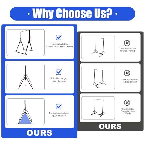 Optrekstang, power rack, power tower van metaal, optrekstang vrijstaand, instelbare hoogte, tot 200 kg, voor thuis, gymnastiek, calisthenics - Afbeelding 6