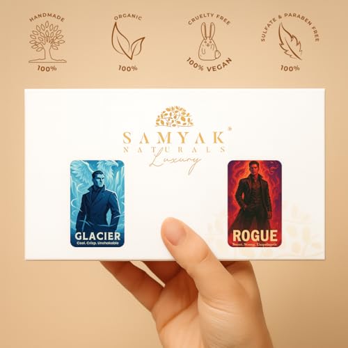 Image of Solid Perfume for Men Duo - Rogue & Glacier (10g x 2, 20g) | Alcohol-Free Long-Lasting Perfume Balm | Warm Vanilla & Aquatic Fresh Fragrance | Pocket Travel Solid Cologne for Men