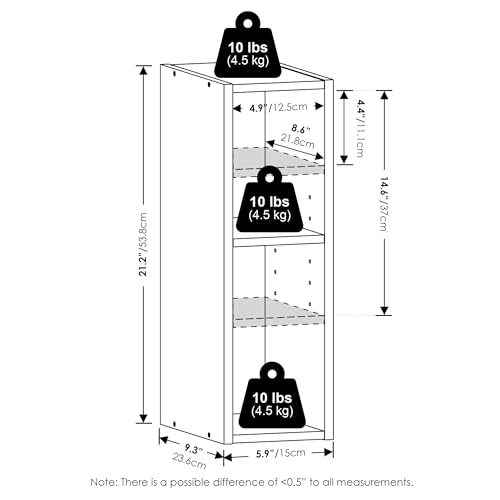 Image of Furinno Fulda Book Shelf, 2-Tier Narrow Bookshelf, Bookcase with 6-in Width Storage Shelf, 9.3 x 5.9 x 21.2, for Living Room, Bedroom, Home Office, Amber Pine