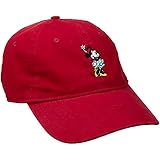 Disney Women's Minnie Mouse Washed Baseball Cap, Adjustable With Slide, Minnie Red, One Size