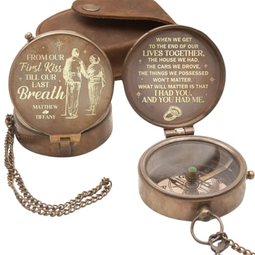 Brújula grabada personalizada para esposo miniatura 1