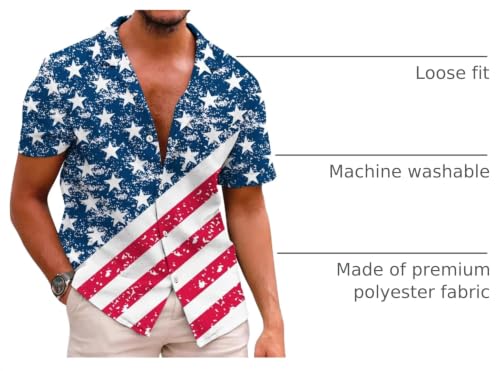 Mens 4th of July Shirts Funny Patriotic American Flag Summer Button Down Short Sleeve Tops by Corkifux - Used condition - Image 4