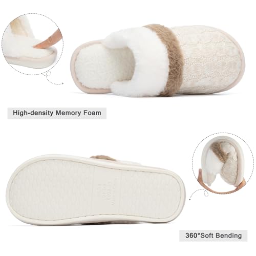 Image of GOEWY Cozy Slippers for Women Indoor and Outdoor Fuzzy House Shoes with Memory Foam Anti-Skid Sole Gifts for Women Mom Ladies