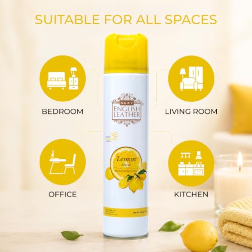 Image of Next Care English Leather Air Freshener Spray 220ml | Long Lasting Room Freshener for Home, Office & Car | Odour Eliminator (Lemon)