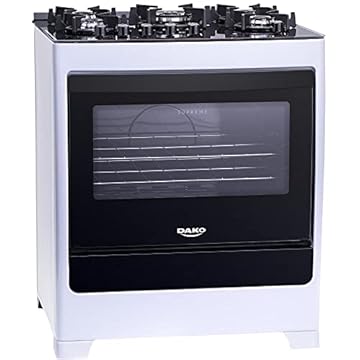 Fogão 5 bocas Dako Supreme Glass Branco com mesa de vidro e Acendimento automático - Bivolt