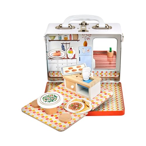 Play Maysie Portable Miniature Dollhouse - Creative Play for Home or Travel Toy - As Seen on Shark Tank - Doll Floors Wooden Furniture Accessories - Screen Free Activities for Kids - Home CASE