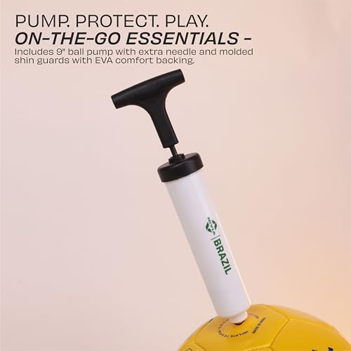 Image of Nivia Football Combo Pack of 4, 1 PVC Football, 1 Pair Shin Guard, 1 Ball Pump, 1 Carry Bag, for Kids & Adults, Size-3 (Brazil)