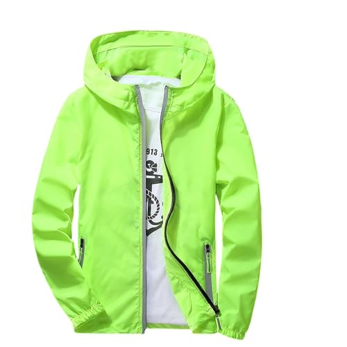 Genérico Chubasquero Hombre Deportivo Abrigos de Invierno Para Gabardina Cazadora Chándales Chamarras Chaqueta Impermeable Chaquetas Chaquetón Cortavientos Deportiva Ropa Otoño Trabajo Verde NeóN 5XL