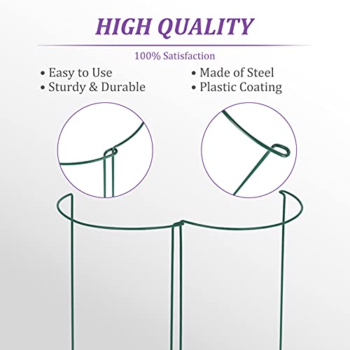 CEED4U 6 Packs 15.7 Inches Plant Support Stake Green Half Round Garden Plant Support Ring with 15 Pcs Plant Labels, Metal Garden Cage Border Plant Supports for Tomato, Rose, Vine, Climbing Plants - Thumbnail 5