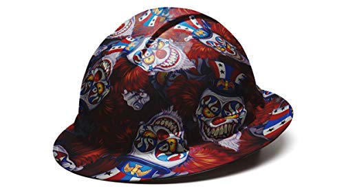 Full Brim Pyramex Hard Hat, Dark Patriotic Evil Clown Design Safety Helmet 4pt, By Acerpal
