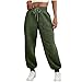 Women's Fleece Sweatpants Winter Warm Fuzzy Straight Leg Pants High Waist Drawstring Jogging Fashion Lounge Trousers Green